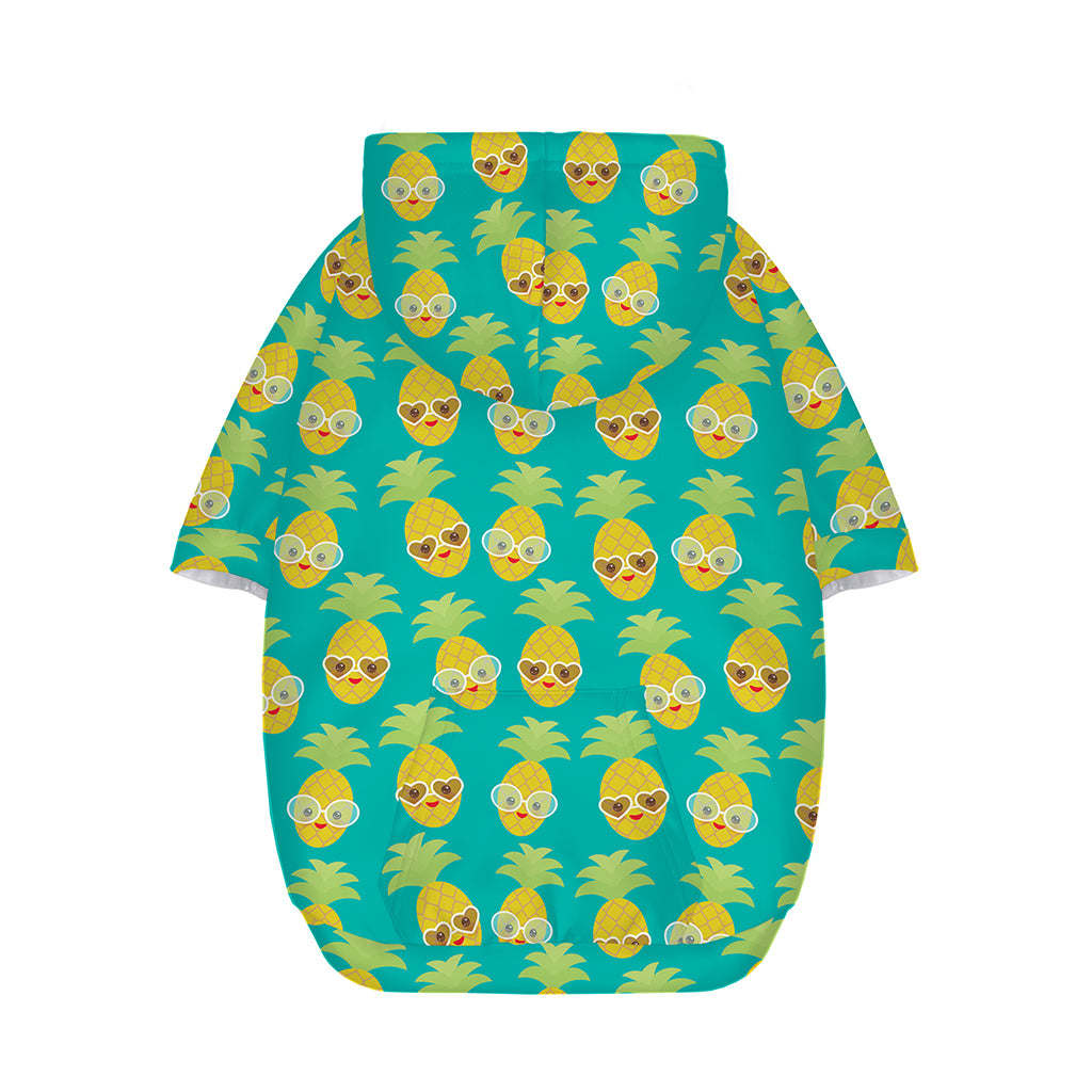 Pineapple Emoji Pattern Print Dog Zip Up Hoodie