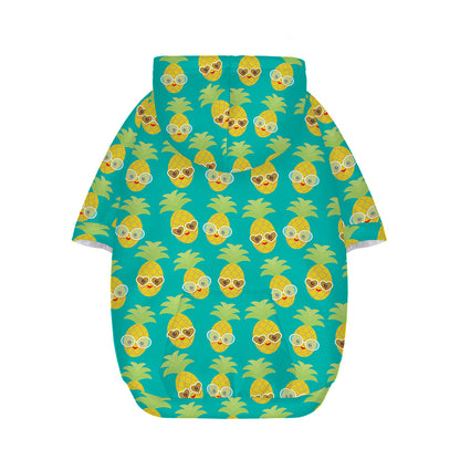 Pineapple Emoji Pattern Print Dog Zip Up Hoodie