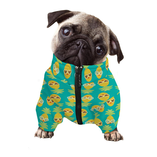 Pineapple Emoji Pattern Print Dog Zip Up Jacket