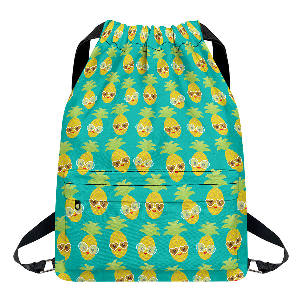 Pineapple Emoji Pattern Print Drawstring Backpack
