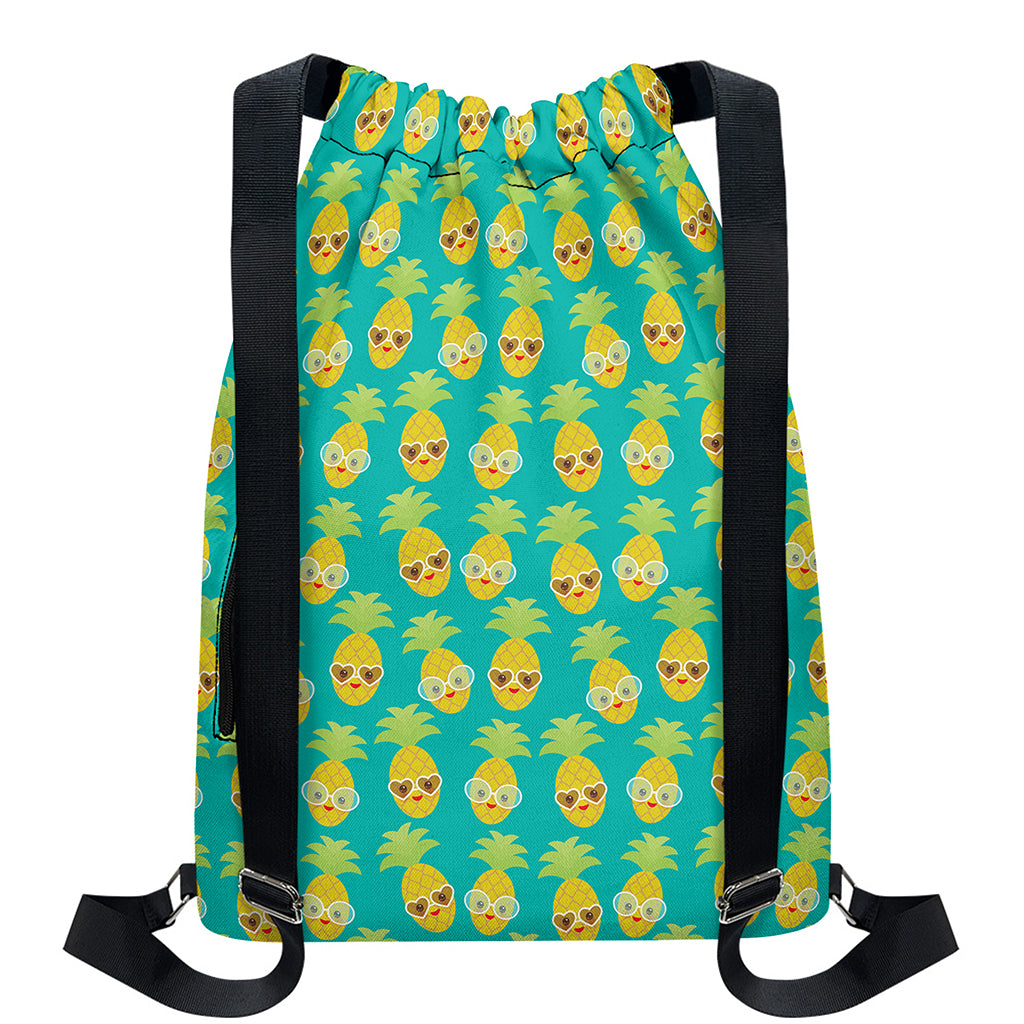 Pineapple Emoji Pattern Print Drawstring Backpack