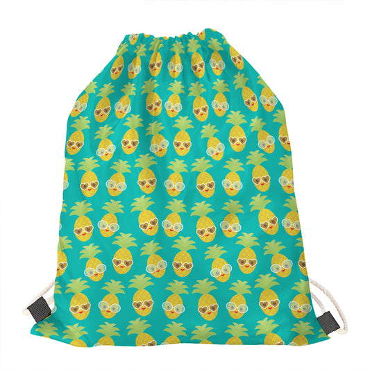 Pineapple Emoji Pattern Print Drawstring Bag