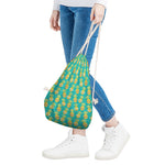 Pineapple Emoji Pattern Print Drawstring Bag