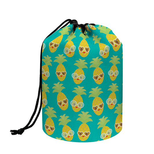 Pineapple Emoji Pattern Print Drawstring Makeup Bag