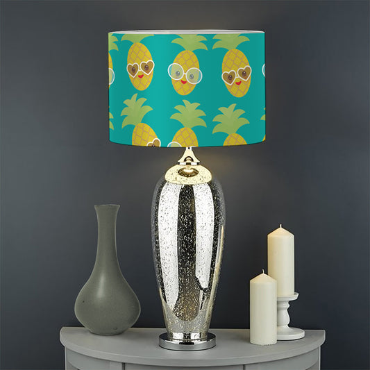 Pineapple Emoji Pattern Print Drum Lamp Shade