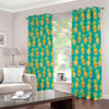 Pineapple Emoji Pattern Print Extra Wide Grommet Curtains