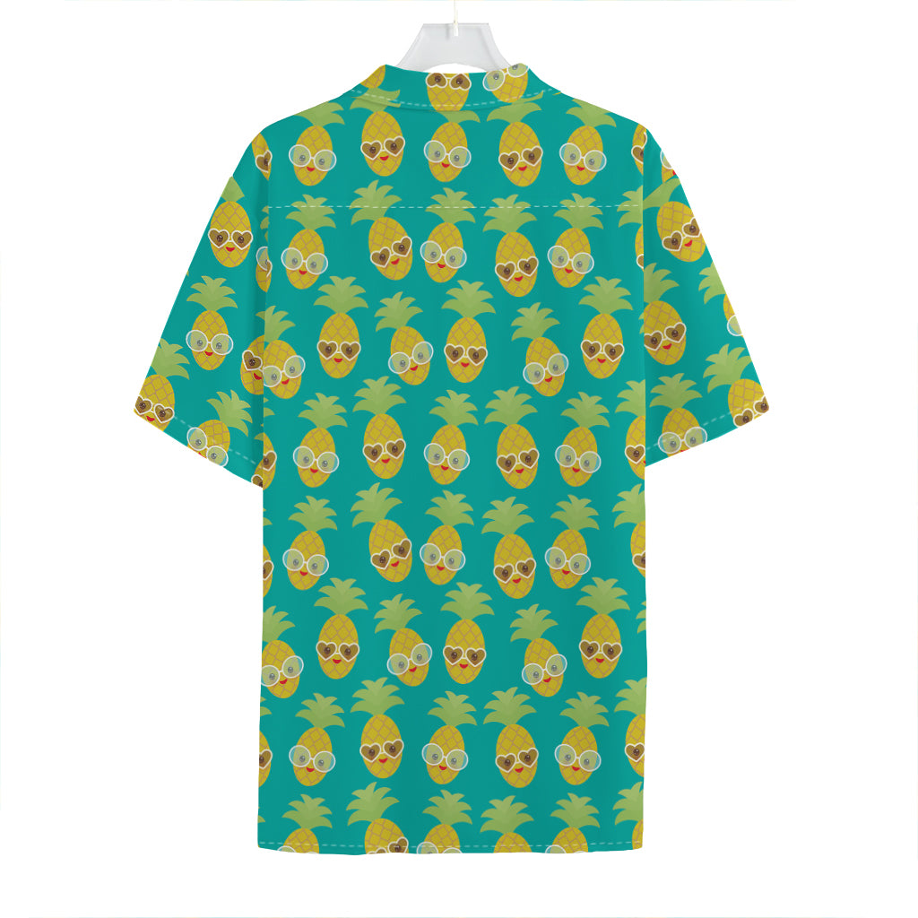 Pineapple Emoji Pattern Print Hawaiian Shirt