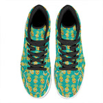 Pineapple Emoji Pattern Print High Top Leather Sneakers