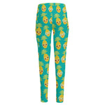 Pineapple Emoji Pattern Print High-Waisted Pocket Leggings