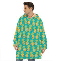 Pineapple Emoji Pattern Print Hoodie Blanket
