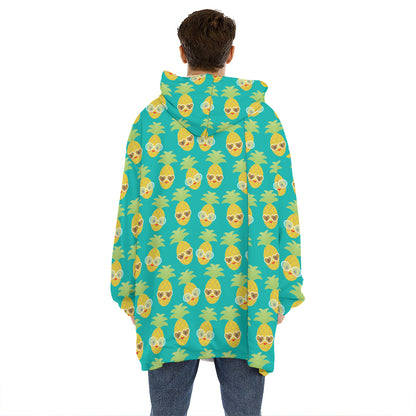 Pineapple Emoji Pattern Print Hoodie Blanket