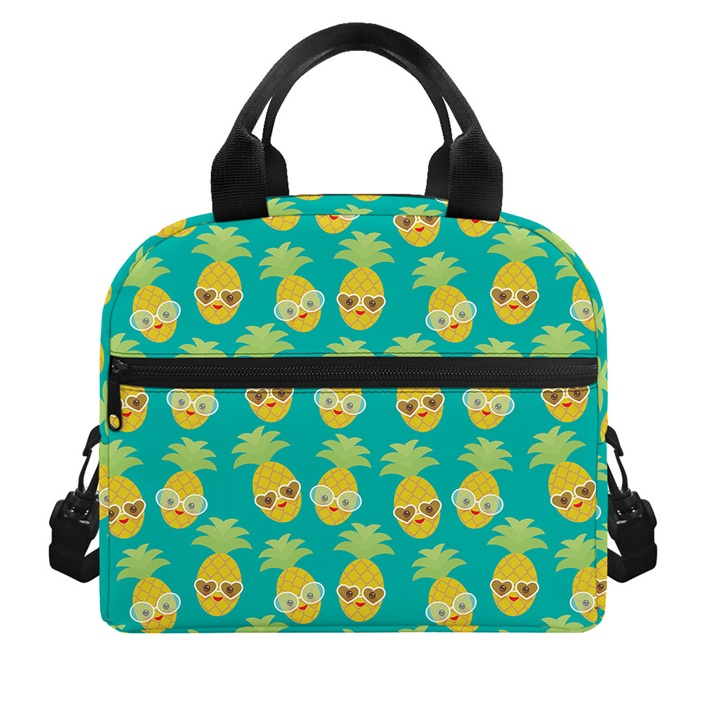 Pineapple Emoji Pattern Print Insulated Lunch Bag