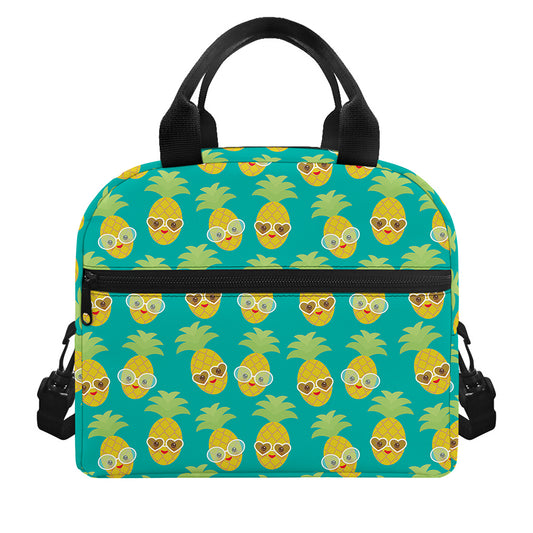 Pineapple Emoji Pattern Print Insulated Lunch Bag