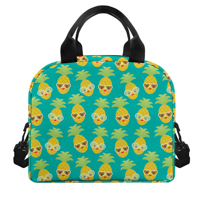Pineapple Emoji Pattern Print Insulated Lunch Bag