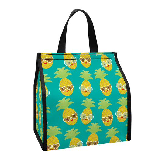 Pineapple Emoji Pattern Print Insulated Lunch Tote