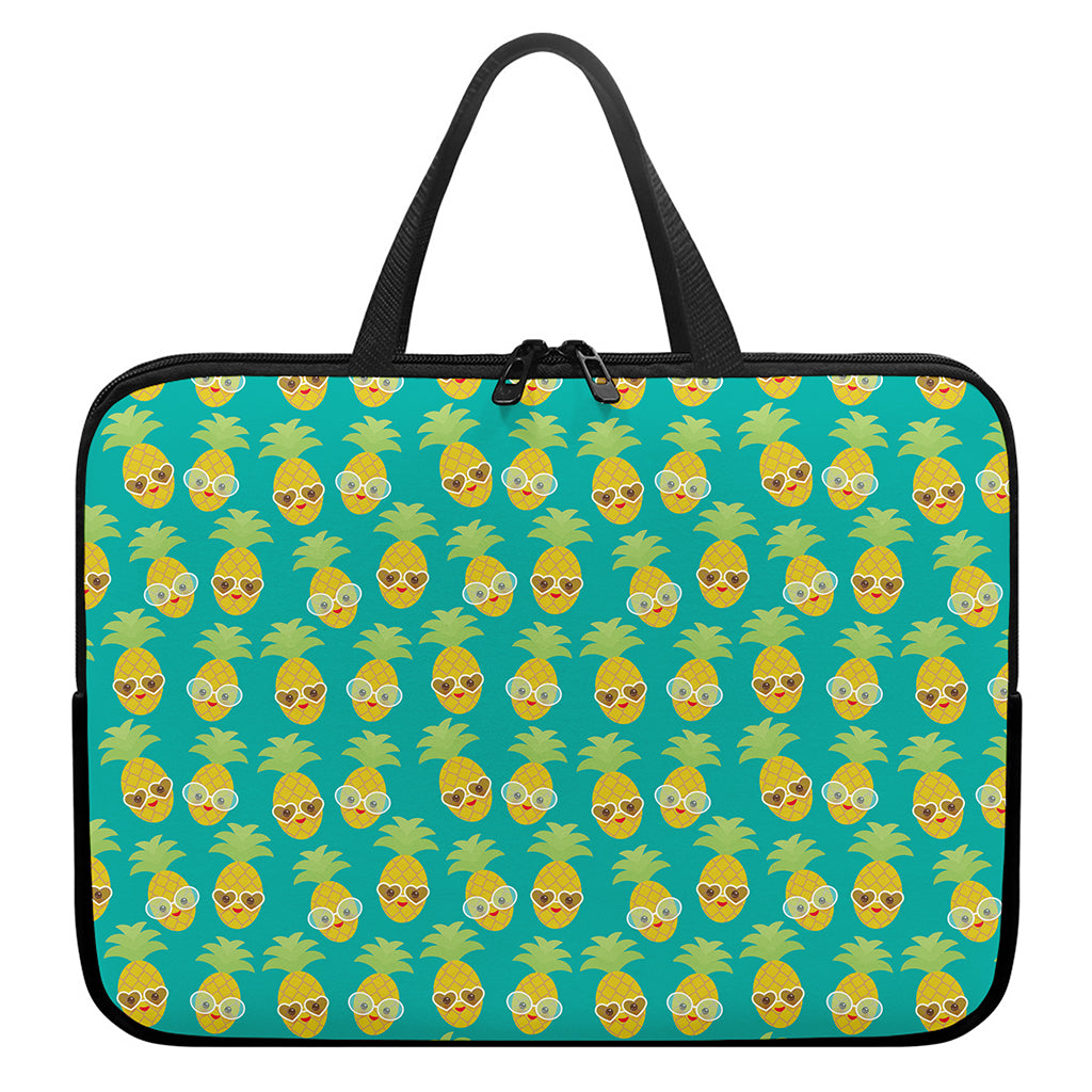Pineapple Emoji Pattern Print Laptop Sleeve With Handle