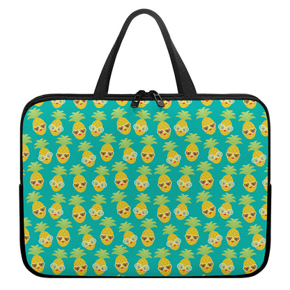 Pineapple Emoji Pattern Print Laptop Sleeve With Handle