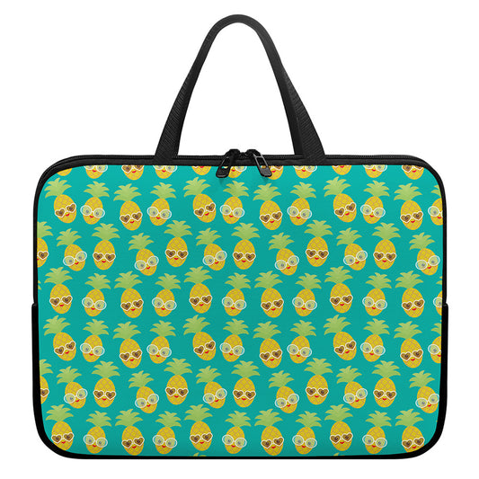 Pineapple Emoji Pattern Print Laptop Sleeve With Handle