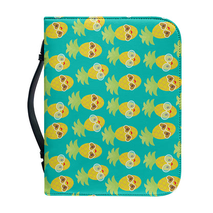 Pineapple Emoji Pattern Print Leather Bible Cover