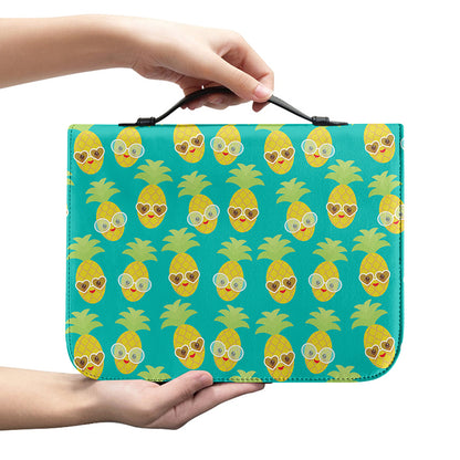 Pineapple Emoji Pattern Print Leather Bible Cover