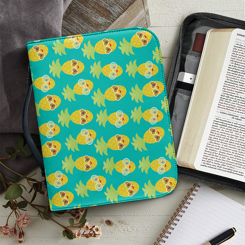 Pineapple Emoji Pattern Print Leather Bible Cover