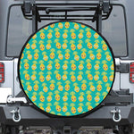 Pineapple Emoji Pattern Print Leather Spare Tire Cover