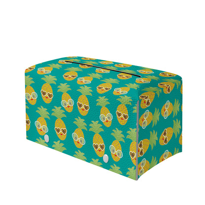 Pineapple Emoji Pattern Print Leather Tissue Box Cover
