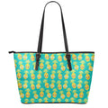 Pineapple Emoji Pattern Print Leather Tote Bag With Zipper