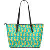 Pineapple Emoji Pattern Print Leather Tote Bag