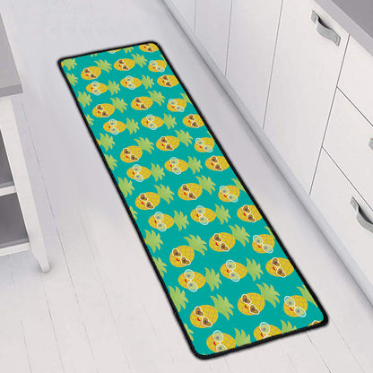Pineapple Emoji Pattern Print Long Kitchen Mat