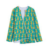 Pineapple Emoji Pattern Print Long Sleeve Short Coat