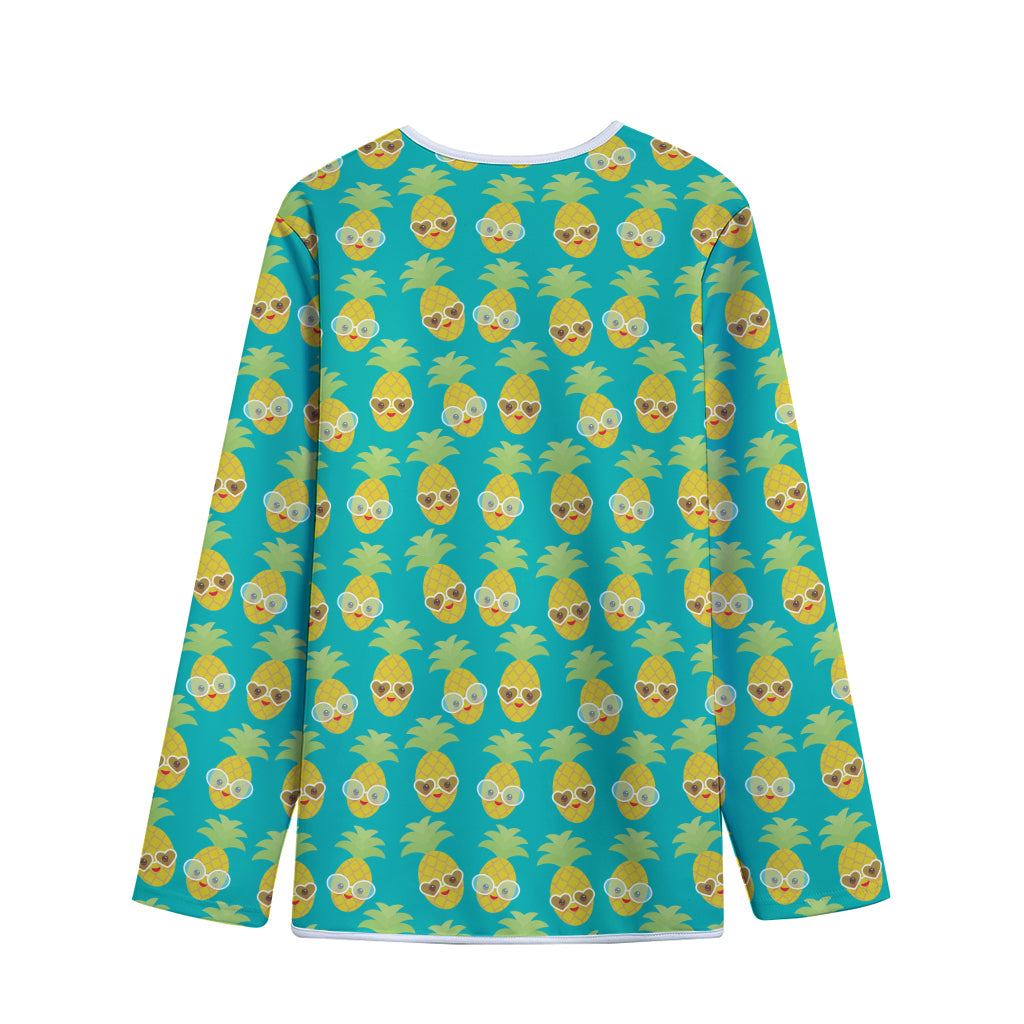 Pineapple Emoji Pattern Print Long Sleeve Short Coat