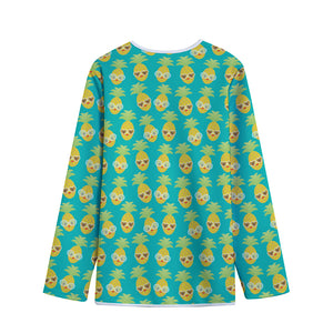 Pineapple Emoji Pattern Print Long Sleeve Short Coat