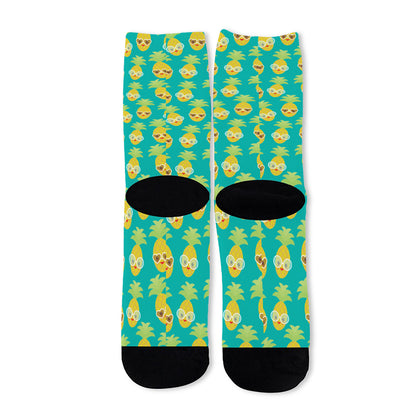 Pineapple Emoji Pattern Print Long Socks