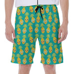 Pineapple Emoji Pattern Print Men's Beach Shorts