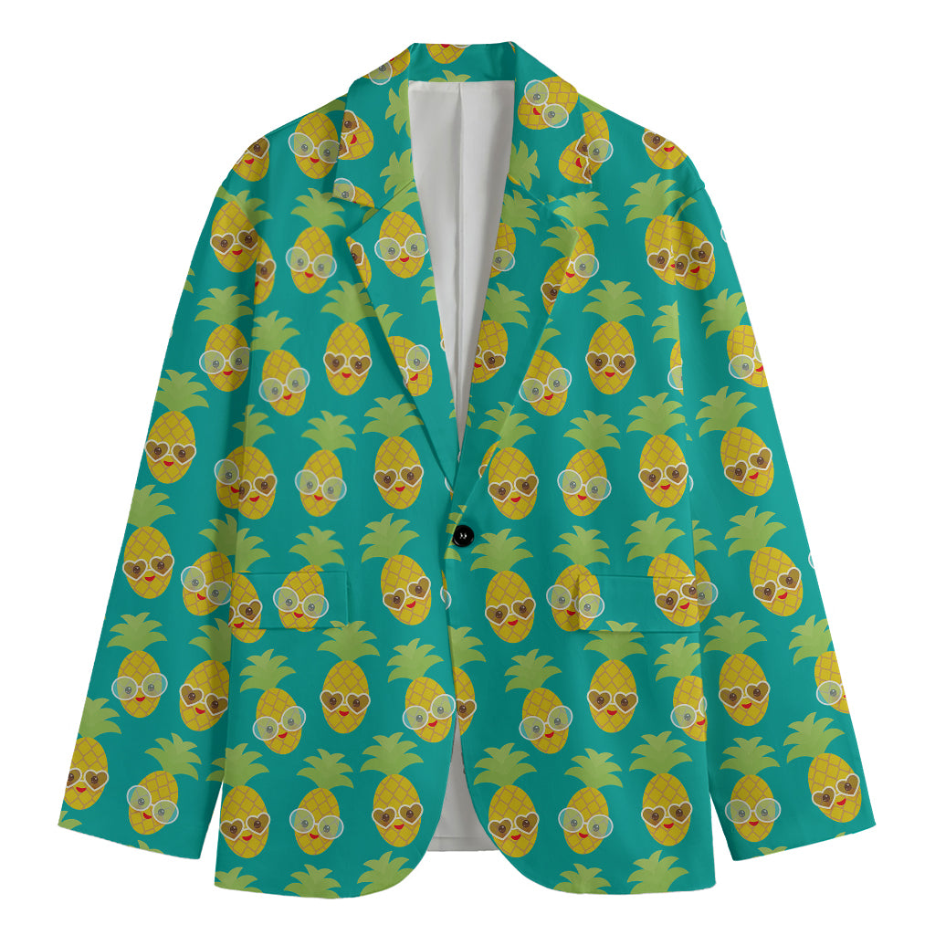 Pineapple Emoji Pattern Print Men's Blazer