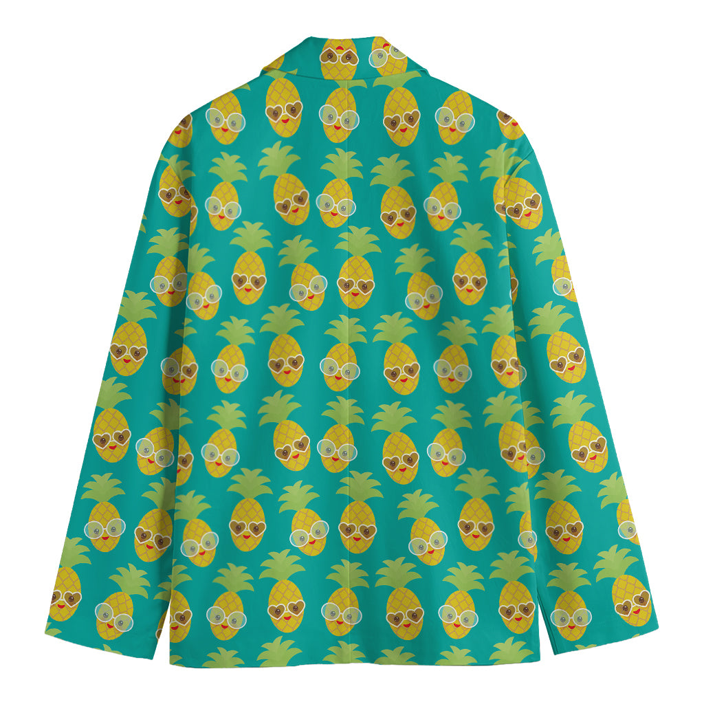 Pineapple Emoji Pattern Print Men's Blazer