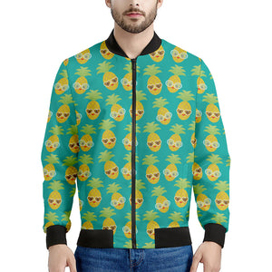 Pineapple Emoji Pattern Print Men's Bomber Jacket