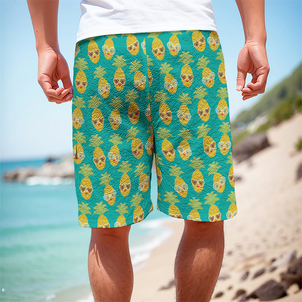 Pineapple Emoji Pattern Print Men's Cargo Shorts