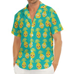 Pineapple Emoji Pattern Print Men's Deep V-Neck Shirt