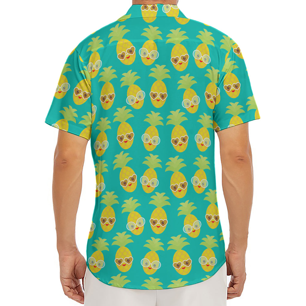 Pineapple Emoji Pattern Print Men's Deep V-Neck Shirt