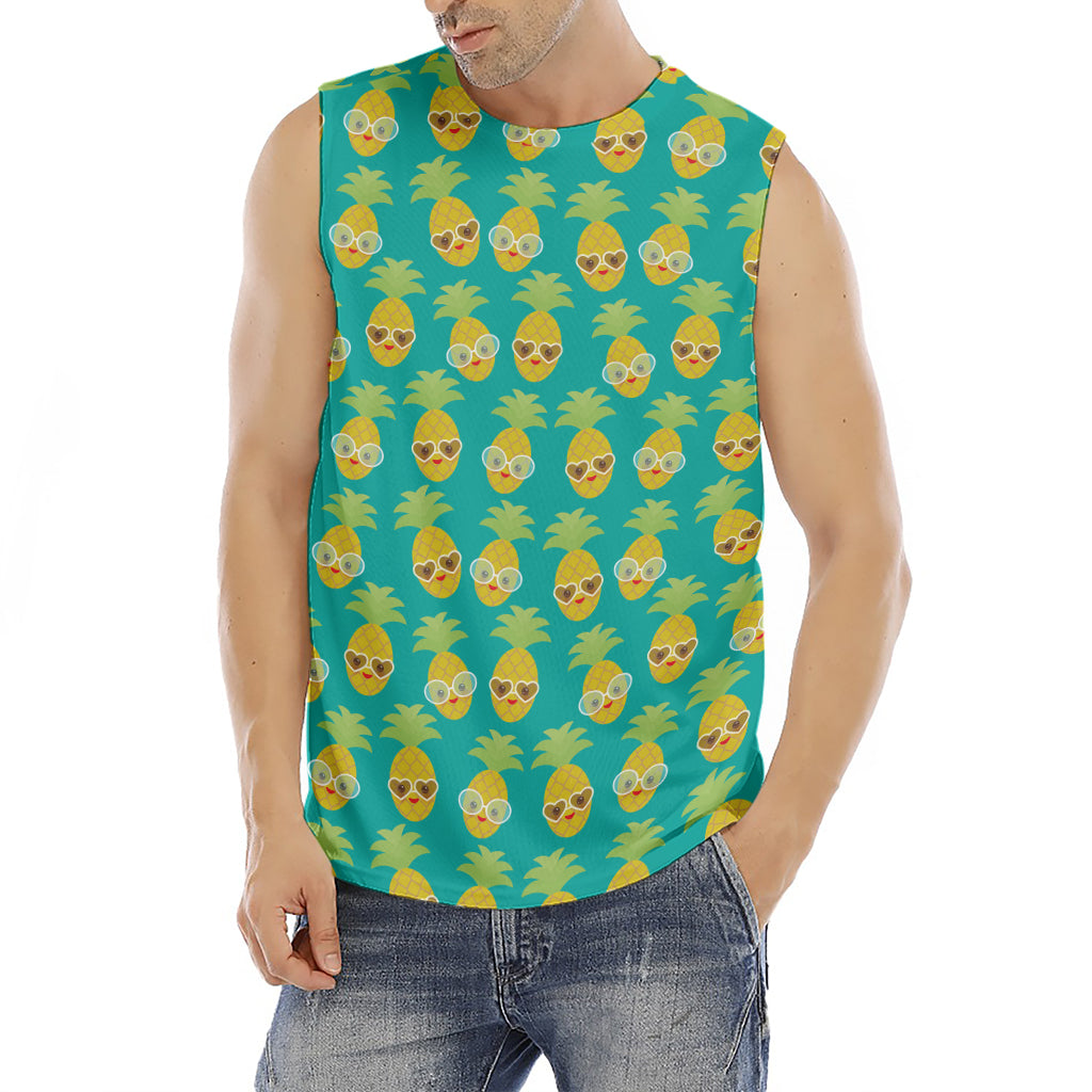 Pineapple Emoji Pattern Print Men's Fitness Tank Top