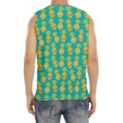 Pineapple Emoji Pattern Print Men's Fitness Tank Top