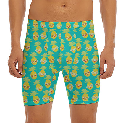 Pineapple Emoji Pattern Print Men's Long Boxer Briefs