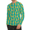 Pineapple Emoji Pattern Print Men's Long Sleeve Rash Guard