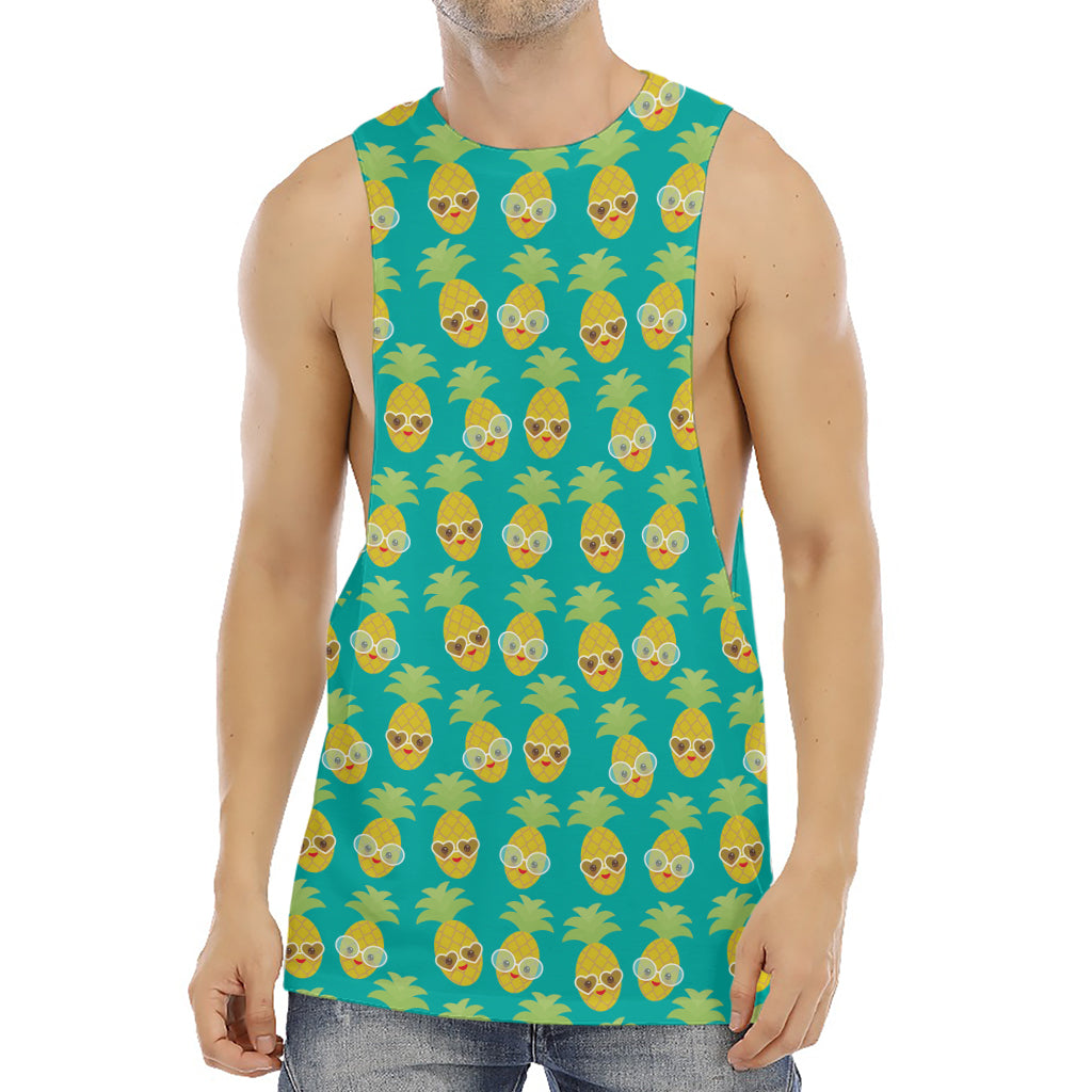 Pineapple Emoji Pattern Print Men's Muscle Tank Top