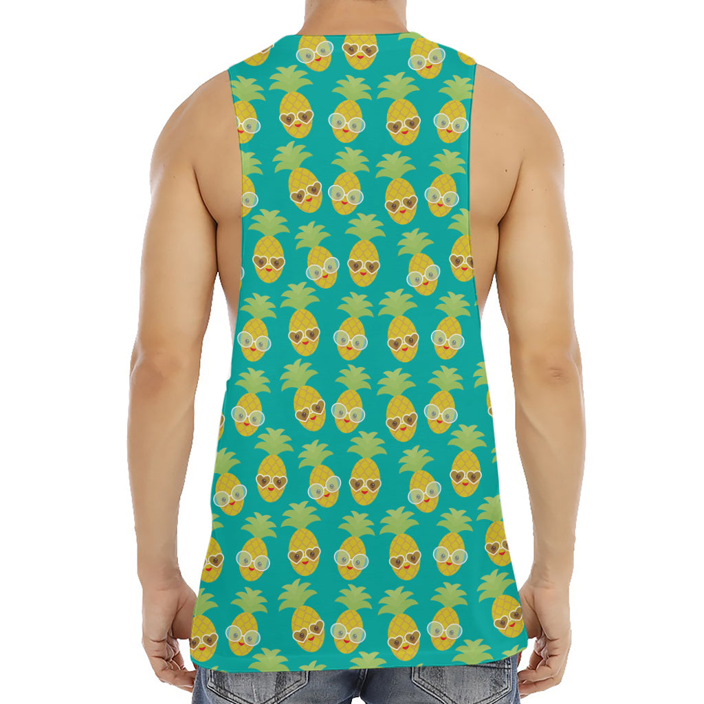 Pineapple Emoji Pattern Print Men's Muscle Tank Top