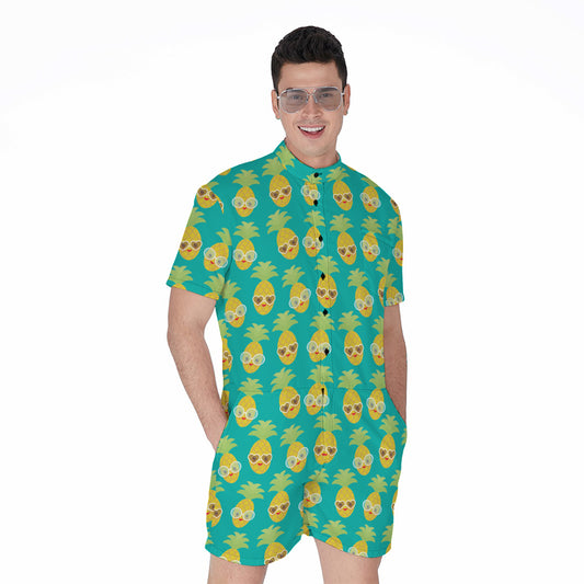 Pineapple Emoji Pattern Print Men's Rompers