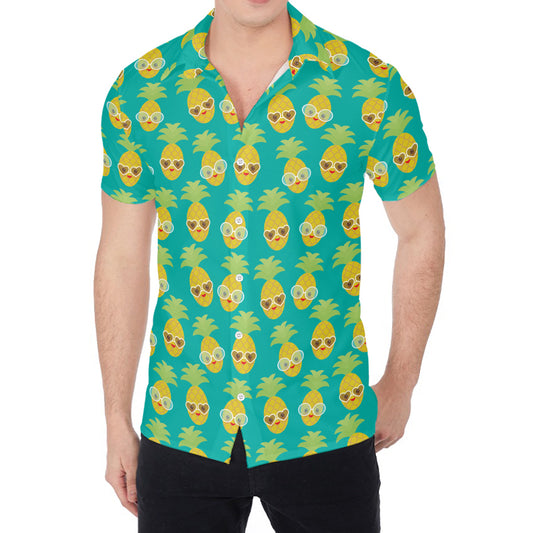 Pineapple Emoji Pattern Print Men's Shirt