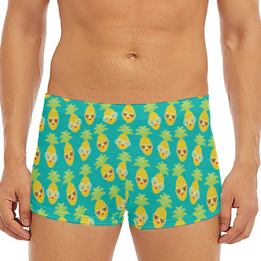 Pineapple Emoji Pattern Print Men's Short Boxer Briefs
